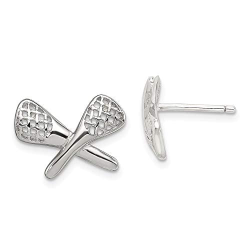 Sterling Silver Rhodium-plated Lacrosse Post Earrings