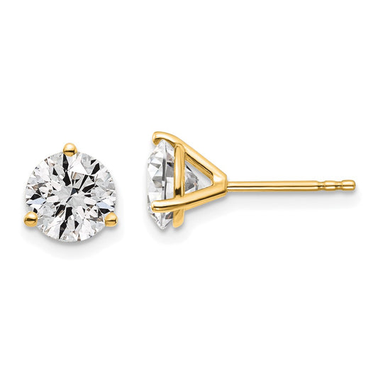 14k Yellow Gold 1 3/8 ctw Lab Grown Diamond VS+ F+ Round 3 Prong Heavy Wt. Stud Earrings