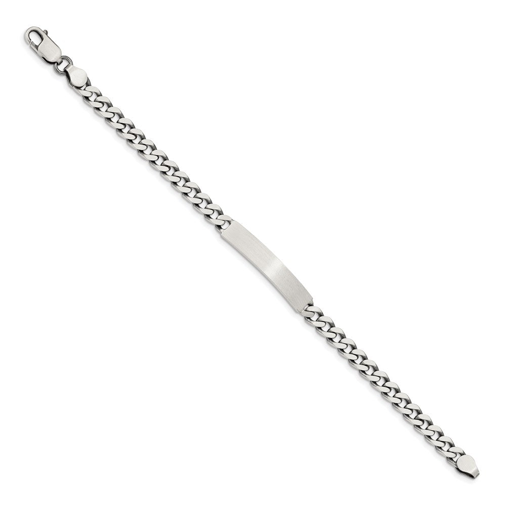 Sterling Silver 7inch Engraveable Antiqued Curb Link ID Bracelet 7 inches