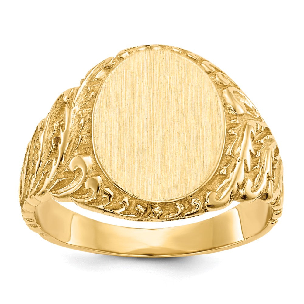 10ky 13.0x10.5mm Closed Back Men's Signet Ring