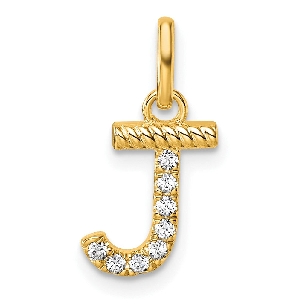 14k Twisted .07 ct. Diamond Initial J Charm