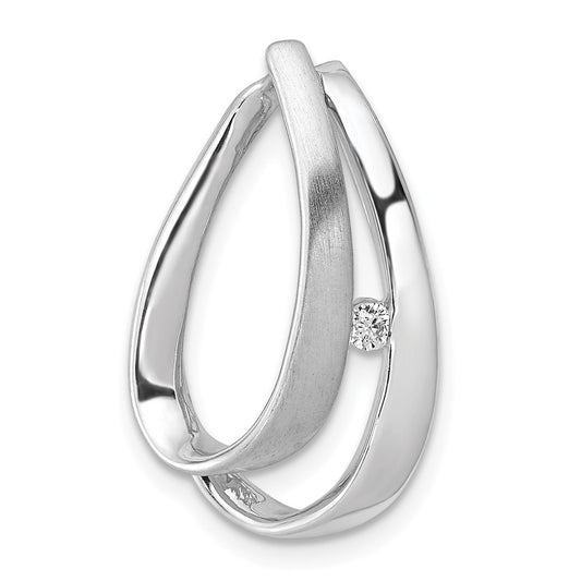 14k White Gold 1/20ct. Diamond Double Teardrop Slide