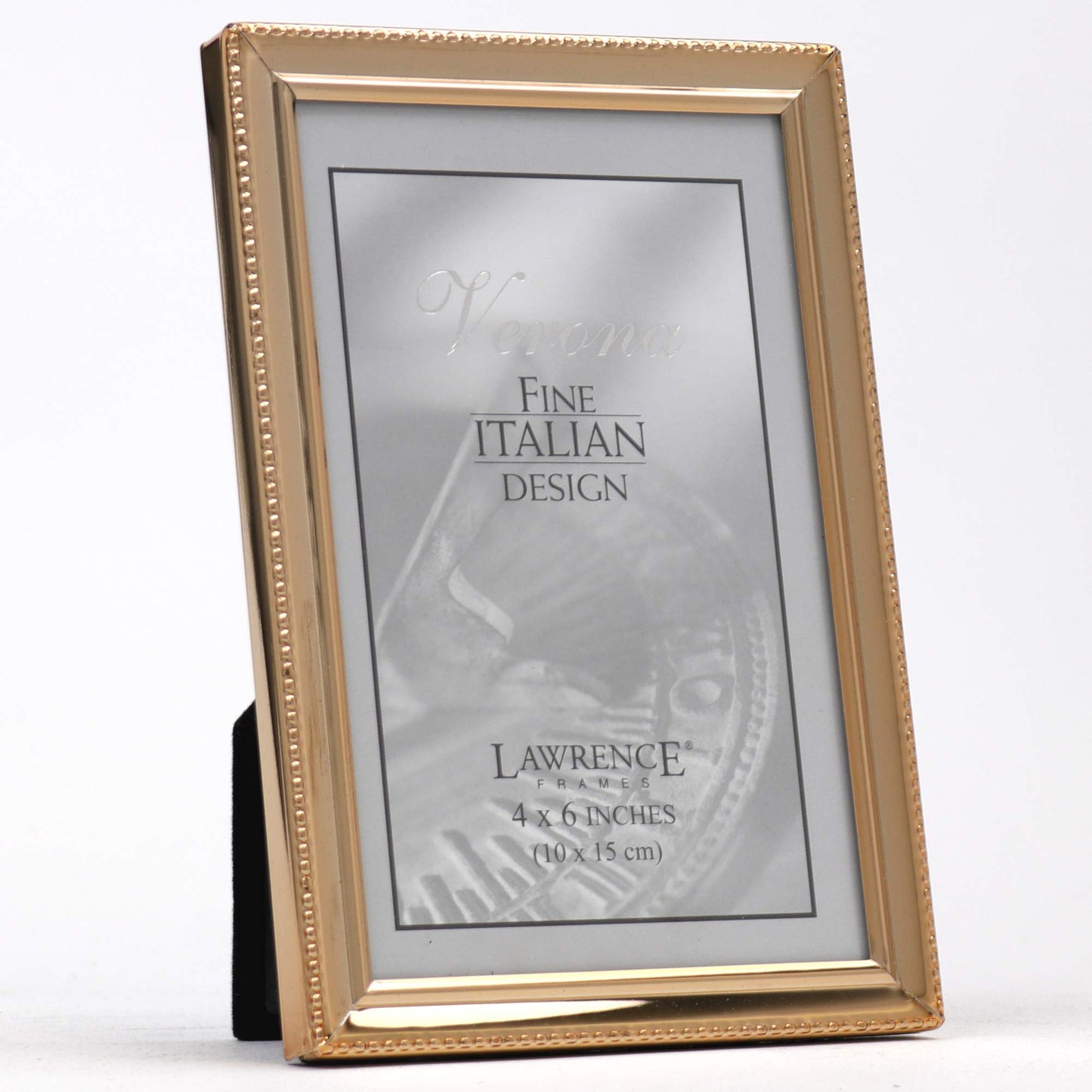 Polished Gold Metal 4x6 Picture Frame - Bead Border Design