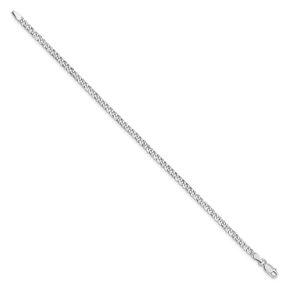 Sterling Silver Rhodium-plated 3.2mm Beveled Curb Chain 7 inches