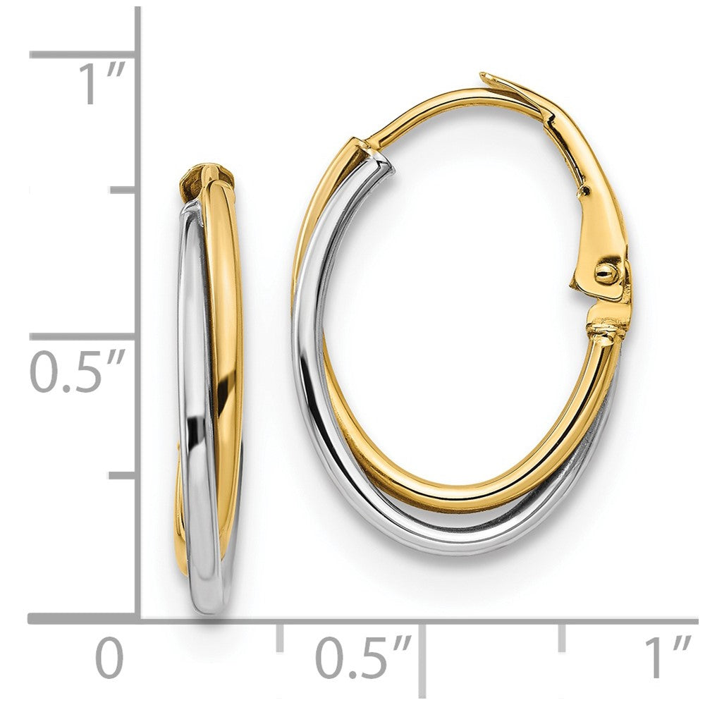 14K Two-tone Polished Hoop Earrings