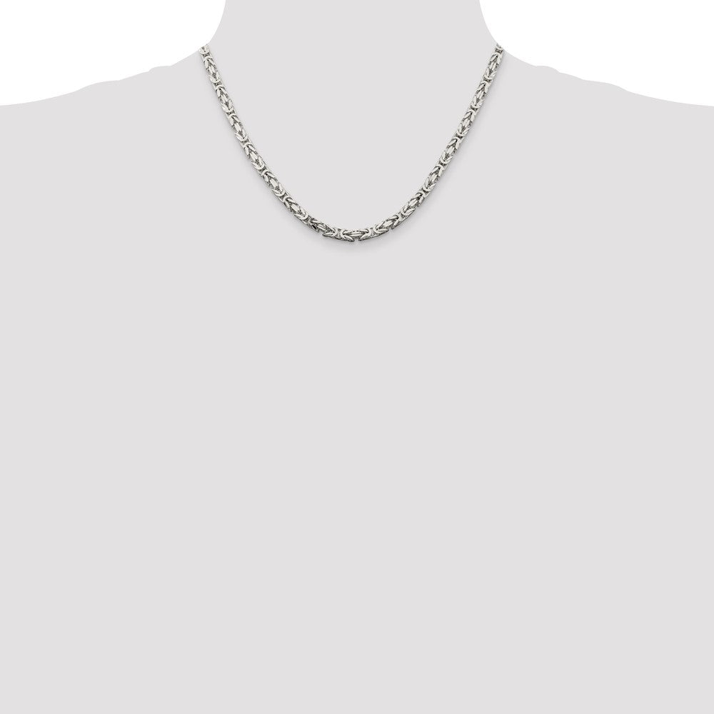 Sterling Silver 4.25mm Byzantine Chain 18 Inches