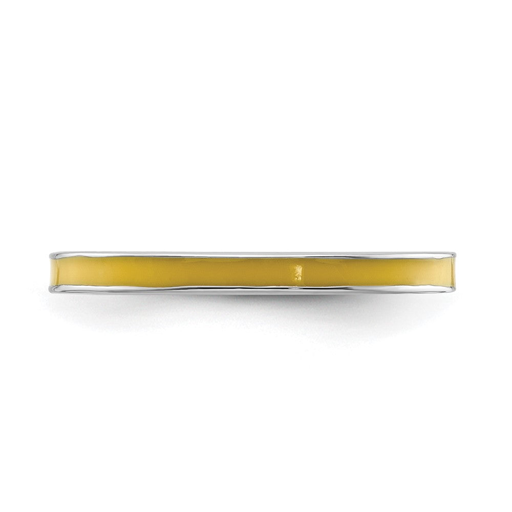 Sterling Silver Stackable Expressions Yellow Enameled 2.25mm Ring Size -10