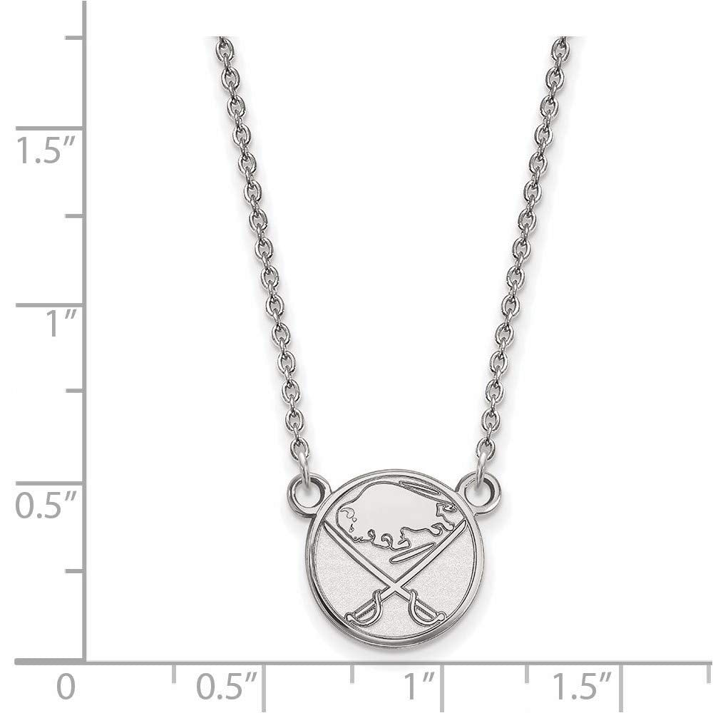 Sterling Silver Rhodium Plated NHL Buffalo Sabres Small Necklace, 18 Inch