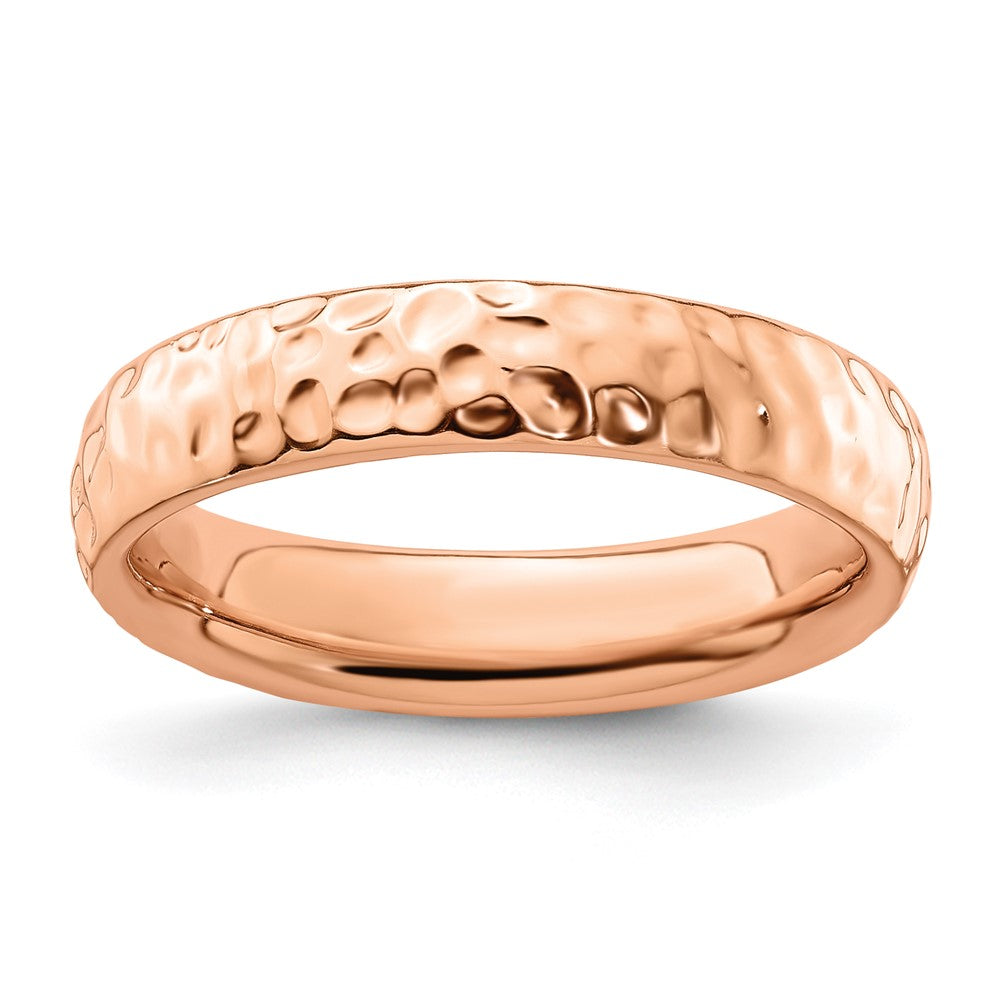 Sterling Silver Stackable Expressions Pink-plated Ring Size -5