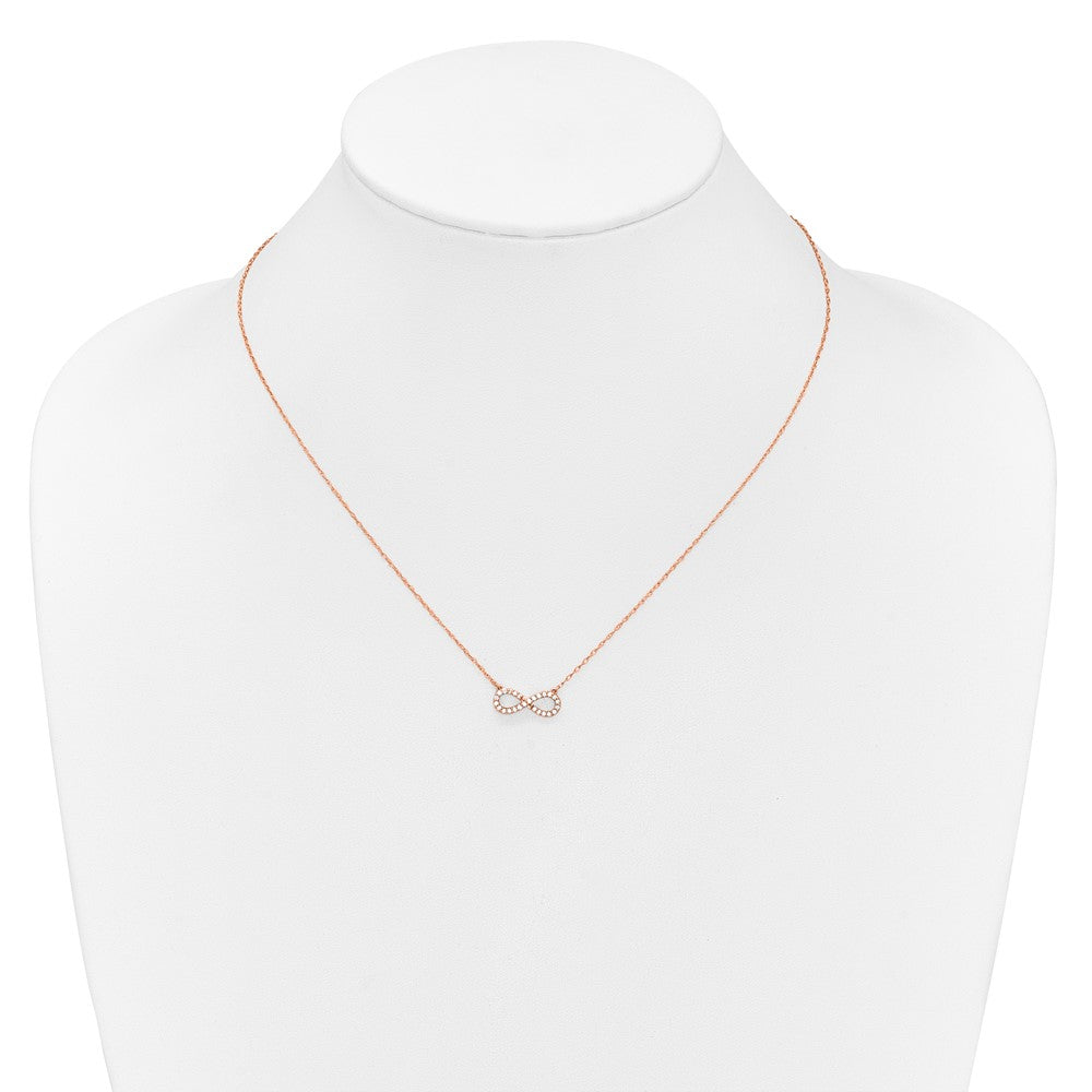 14k Rose Gold Polished Diamond Infinity Symbol 18 inch Necklace