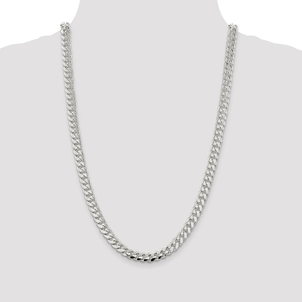 Sterling Silver 7.8mm Polished Domed Curb Chain 26 Inches