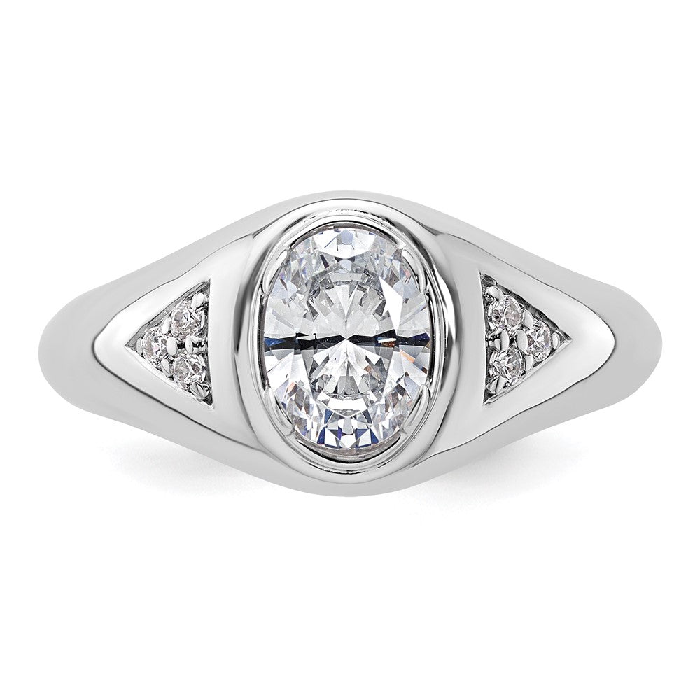 IBGoodman 14k White Gold 1 carat Lab Grown Diamond VS/SI+ G+ Oval Complete Men's Ring