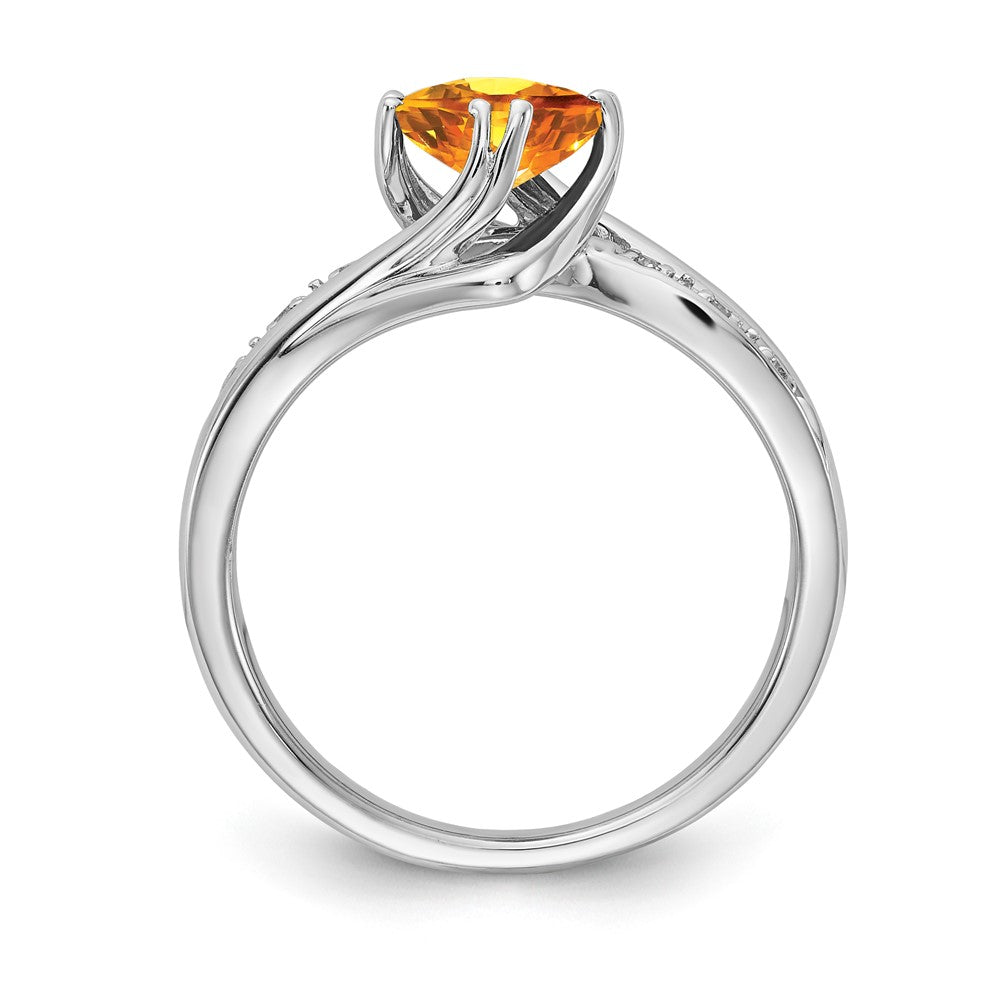 SS 6X6 Citrine and Diamond Ring
