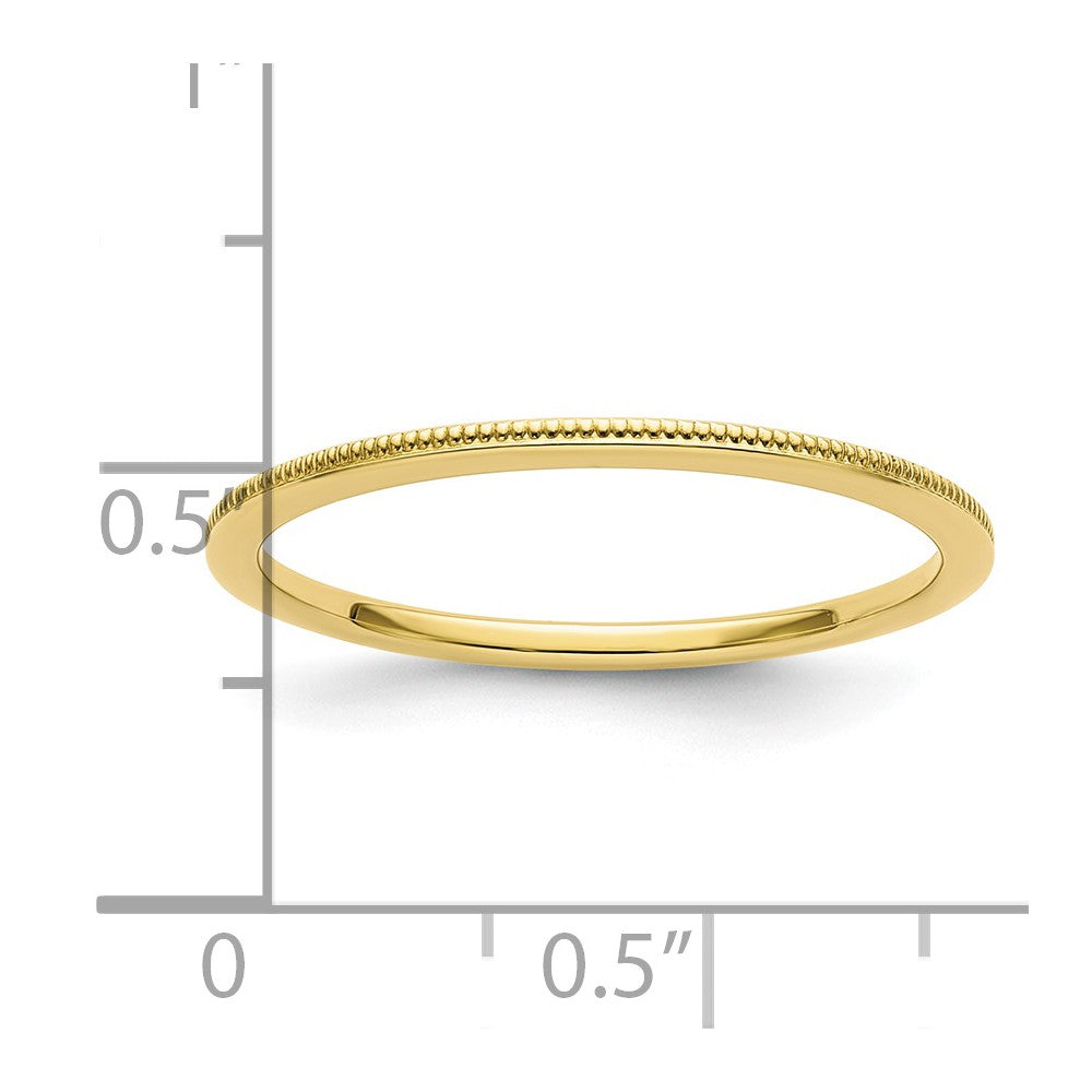 10K Yellow Gold 1.2mm Milgrain Stackable Band Size 5