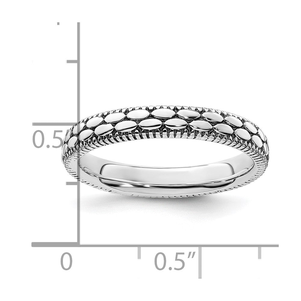 Sterling Silver Stackable Expressions Antiqued Patterned Ring Size -9