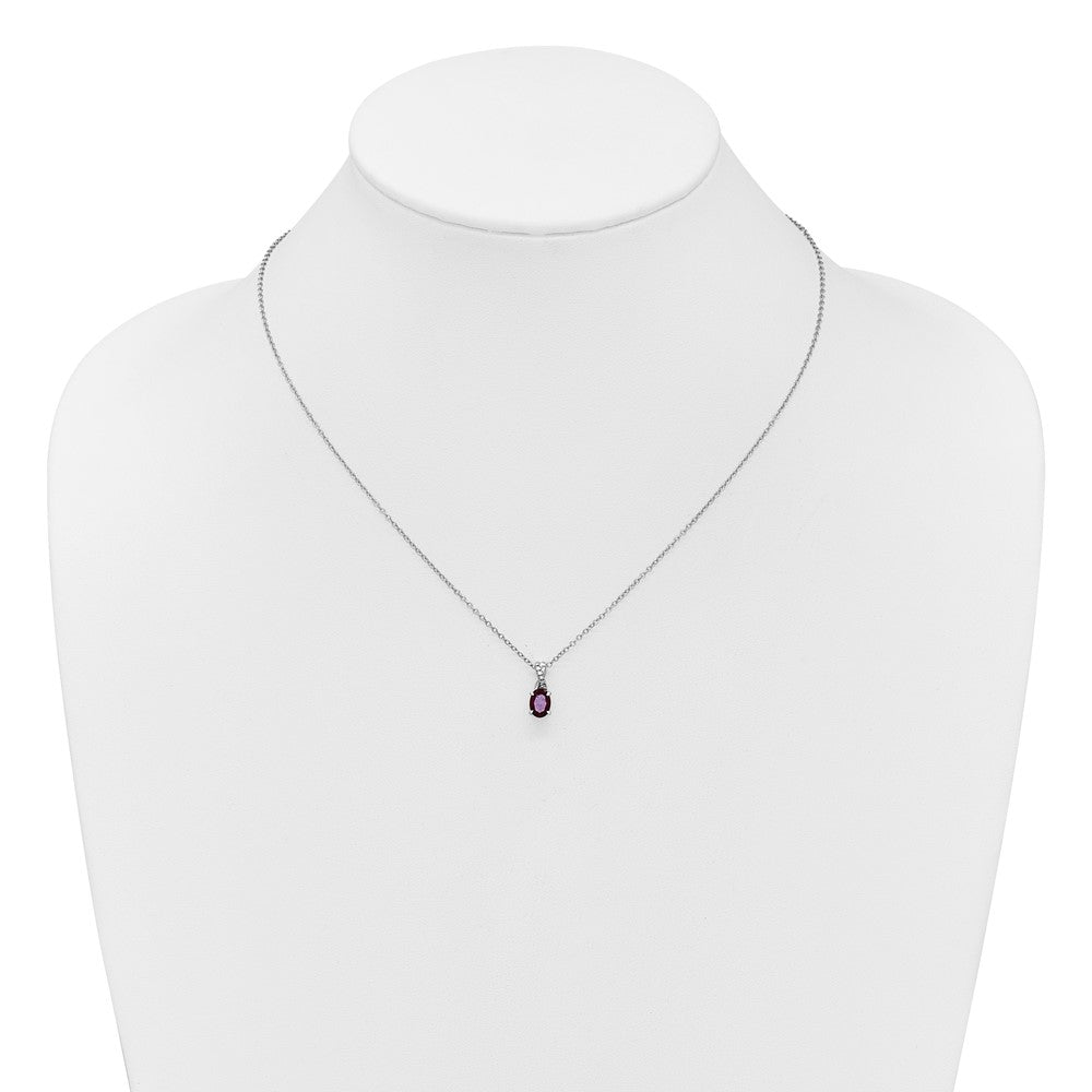 Sterling Silver Cr. Ruby and Diamond Pendant w/Chain