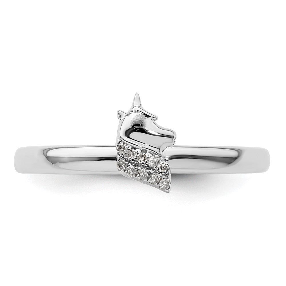 Sterling Silver Stackable Expressions Unicorn Diamond Ring Size -5
