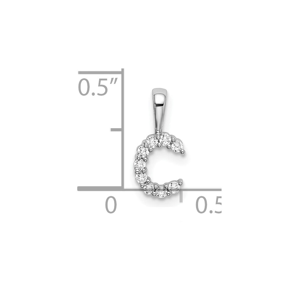 14k White Gold 1/10 carat Lab Grown Diamond VS/SI+ G+ Letter C Initial Pendant
