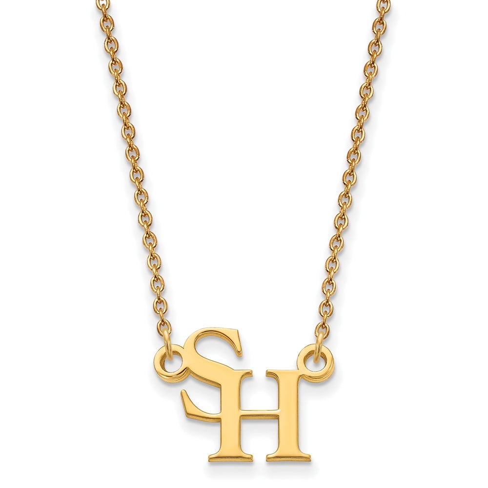 Sterling Silver w/ 14K Yellow Gold-Plated Official Licensed Collegiate 18in Sam Houston State U (SHSU) Small Pendant w/Necklace