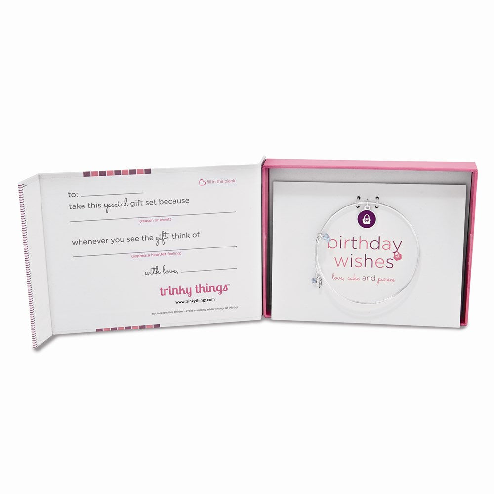Silver-tone Trinky Things Birthday Wishes Bangle Bracelet/Card