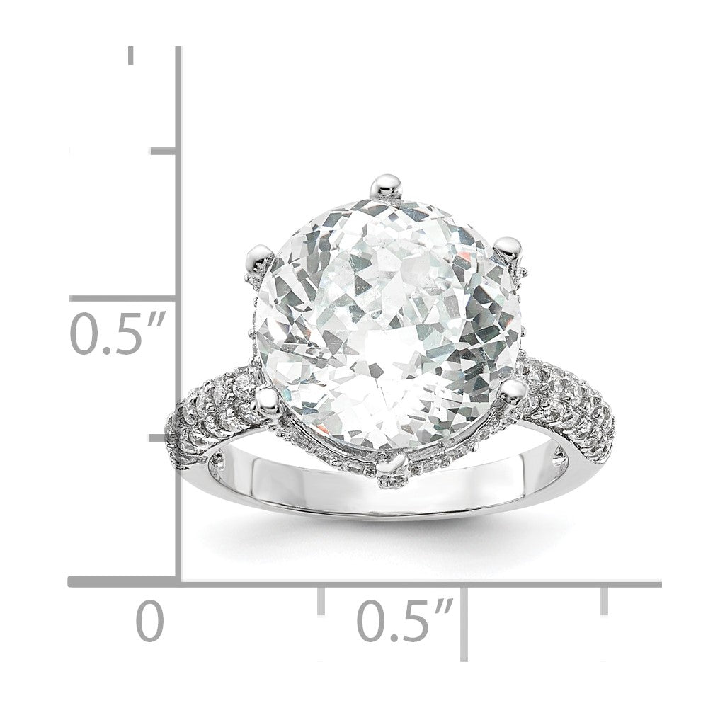 Sterling Silver Rhodium-plated Fancy CZ Ring