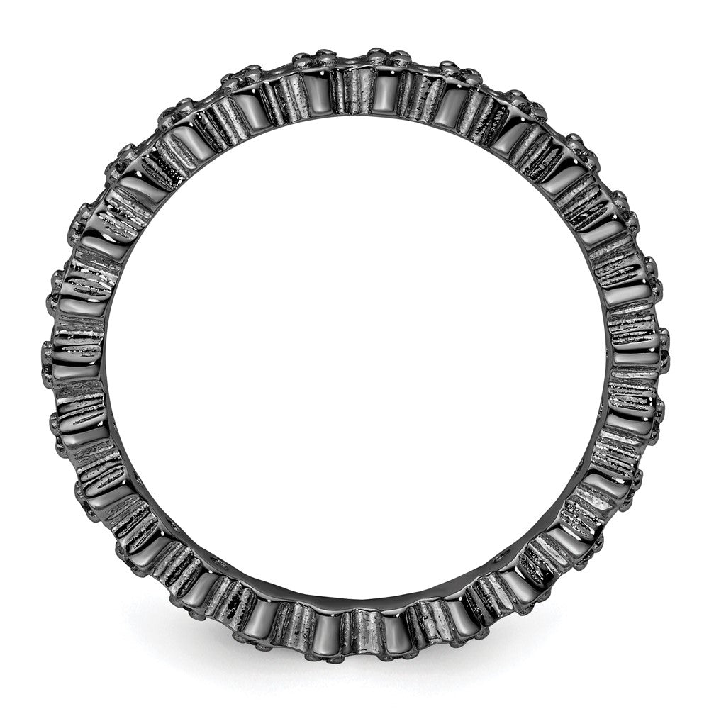 Sterling Silver Stackable Expressions Diamond Black-plated Ring Size -5