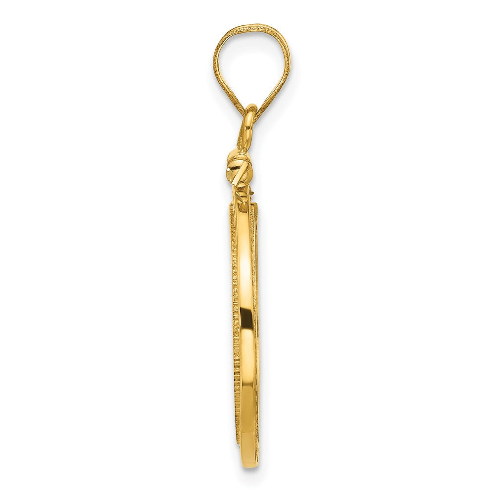 Wideband Distinguished Coin Jewelry 10k Polished and Beaded 16.5mm x 1.35mm Screw Top Coin Bezel Pendant
