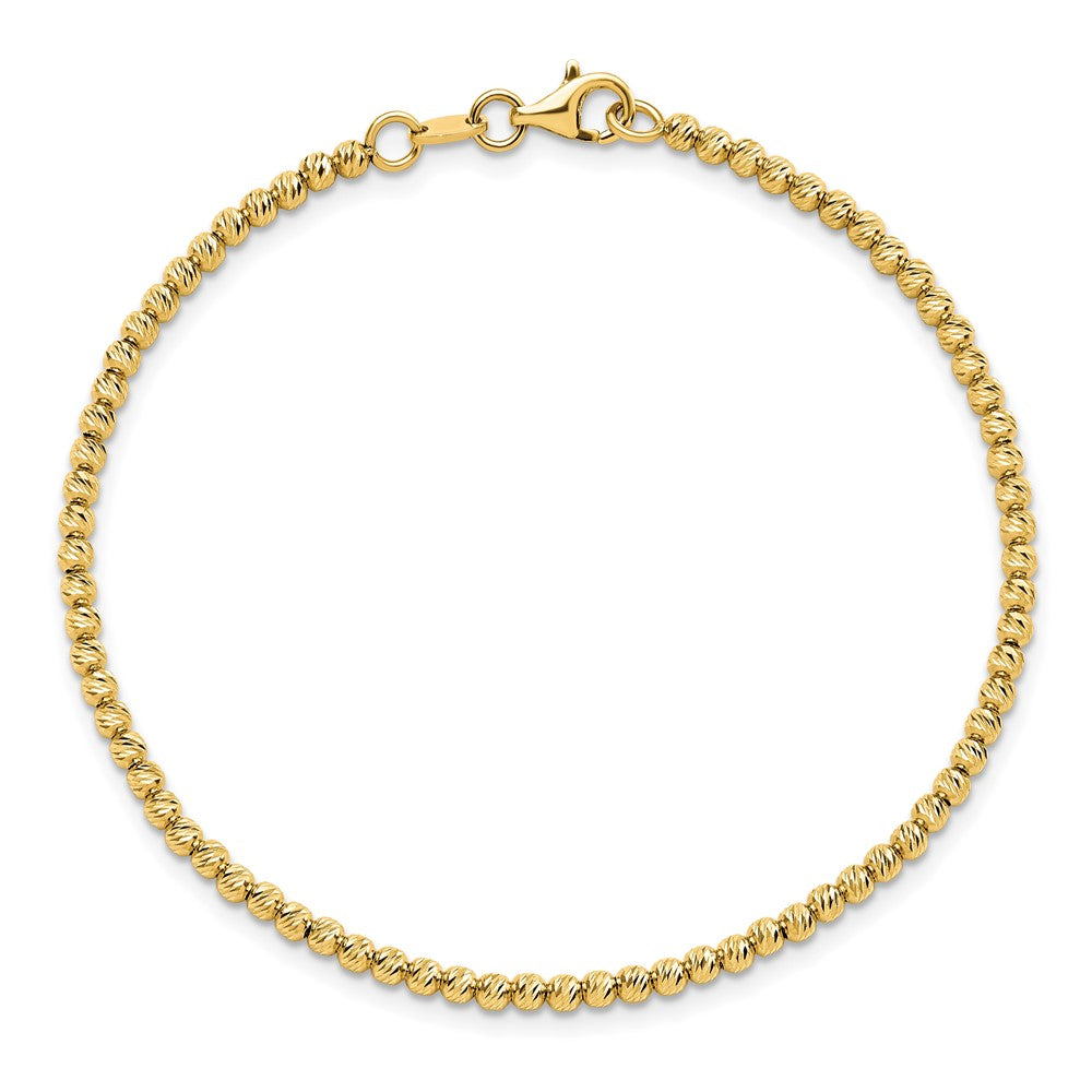 14K D/C Beaded Bracelet 7.5  inches