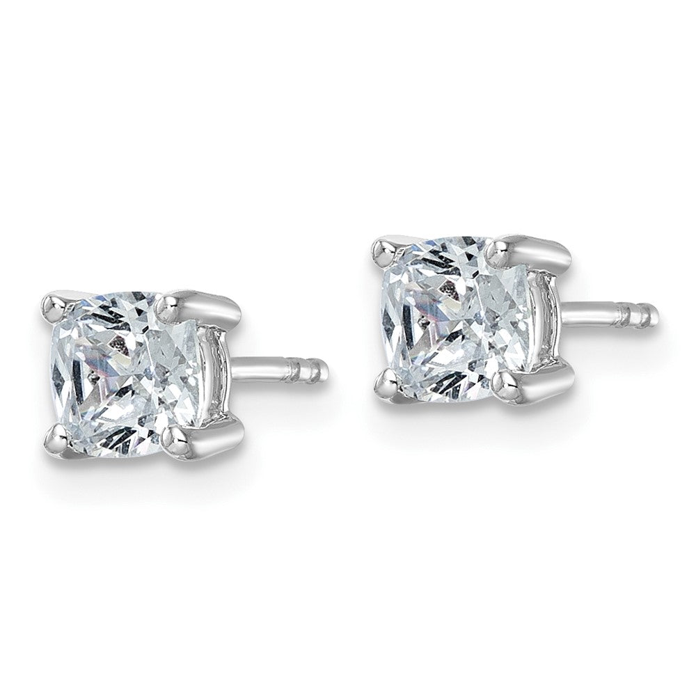 14K White Gold 1 1/2 Carat Lab Grown Diamond VS/SI+ G+ Cushion 4-Prong Complete Stud Earrings