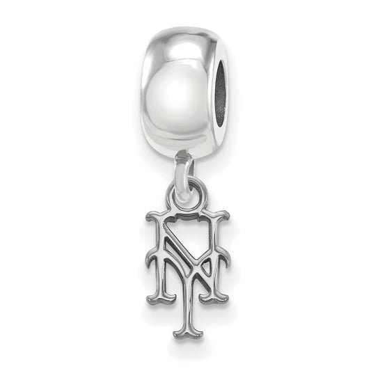 Sterling Silver Rhodium Plated Major League Baseball LogoArt New York Mets N-Y Dangle Bead