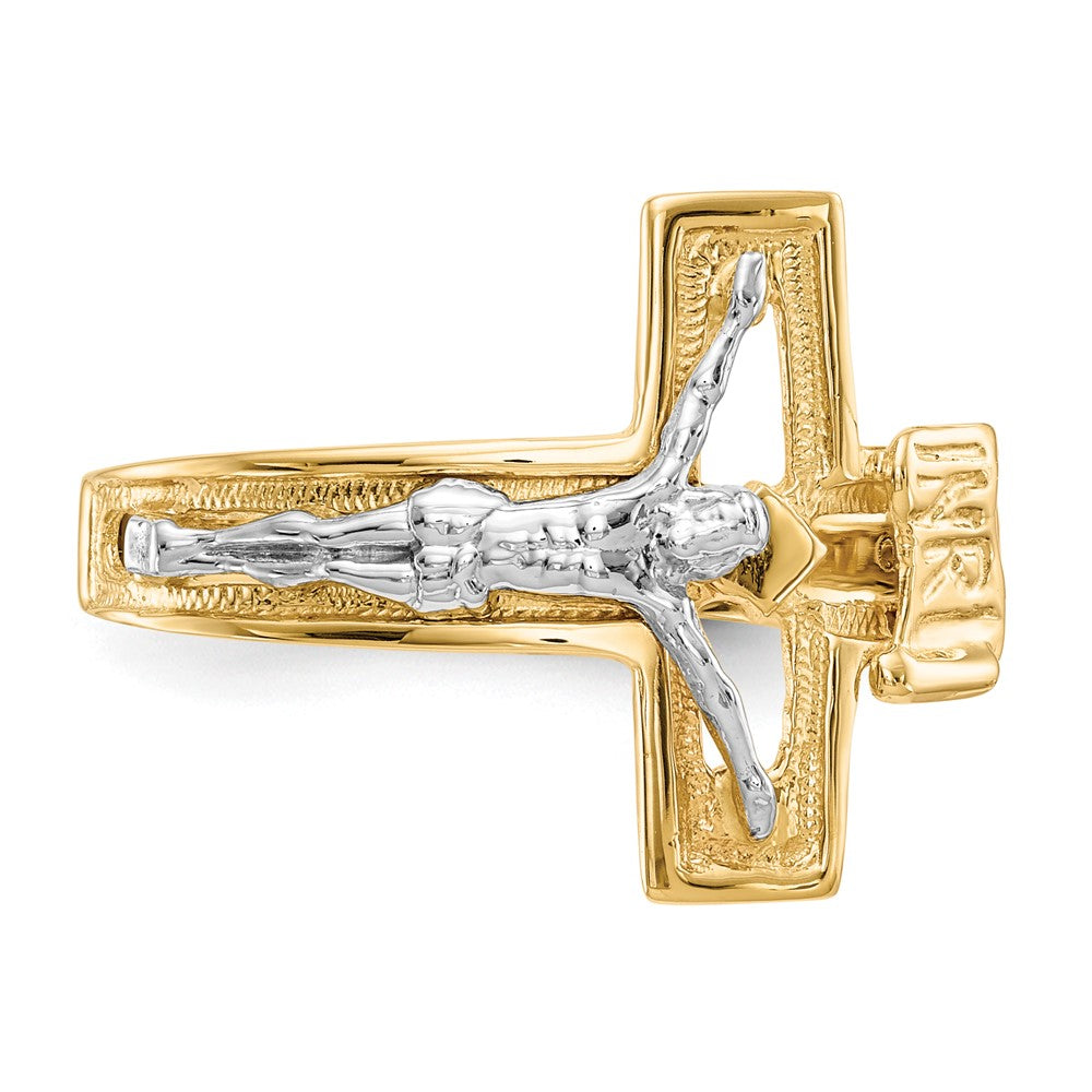 14K Two-tone Crucifix Men's Ring Size 1