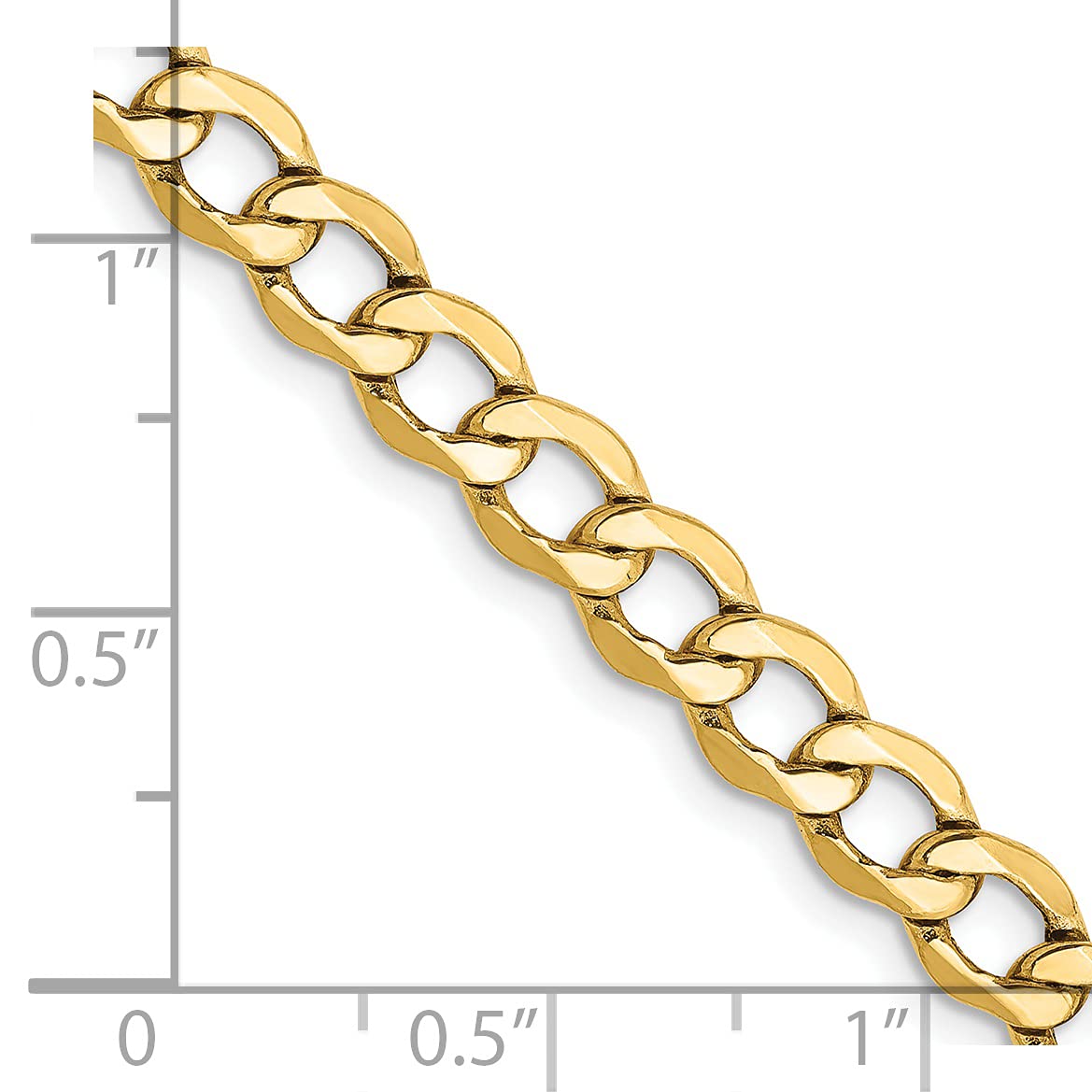 14K 28 inch 5.25mm Semi-Solid Curb with Lobster Clasp Chain