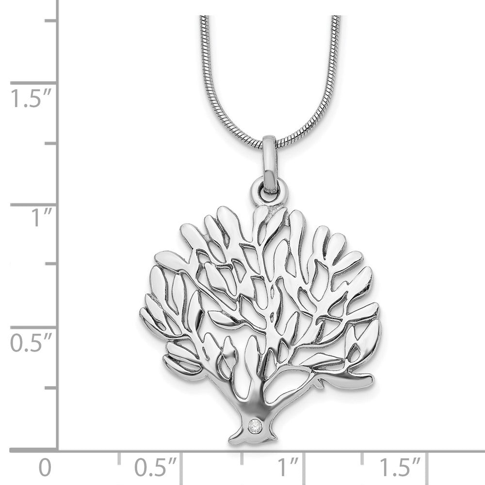 White Ice Sterling Silver Rhodium-plated 18 Inch Diamond Tree Pendant Necklace with 2 Inch Extender 18 Inches