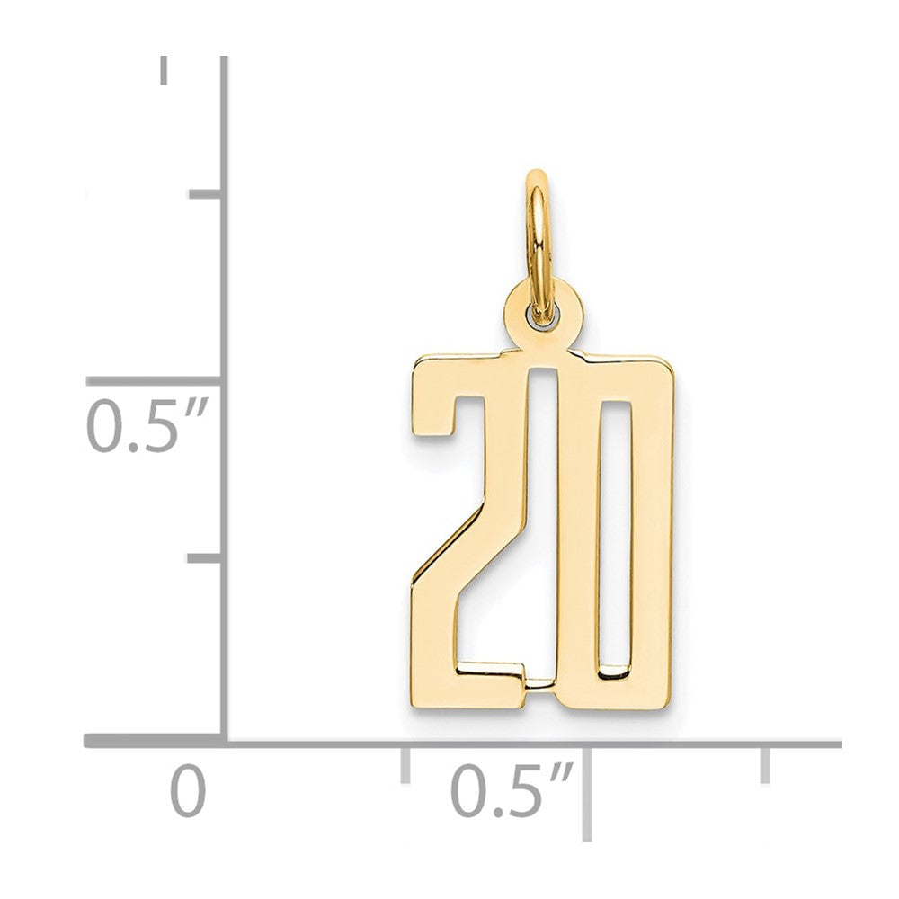 14k Small Elongated Number 20 Charm