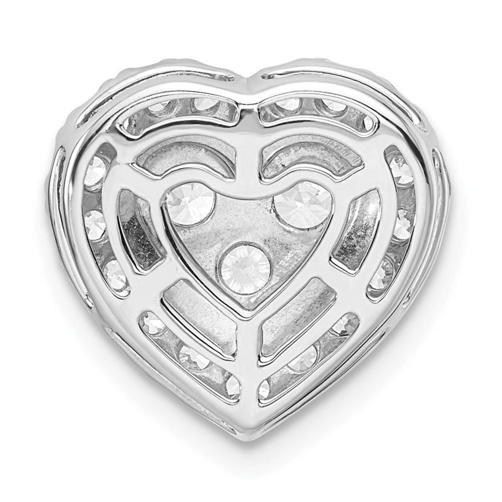 14k White Gold 7/8 carat Lab Grown Diamond VS/SI+ G+ Halo Heart Chain Slide Pendant