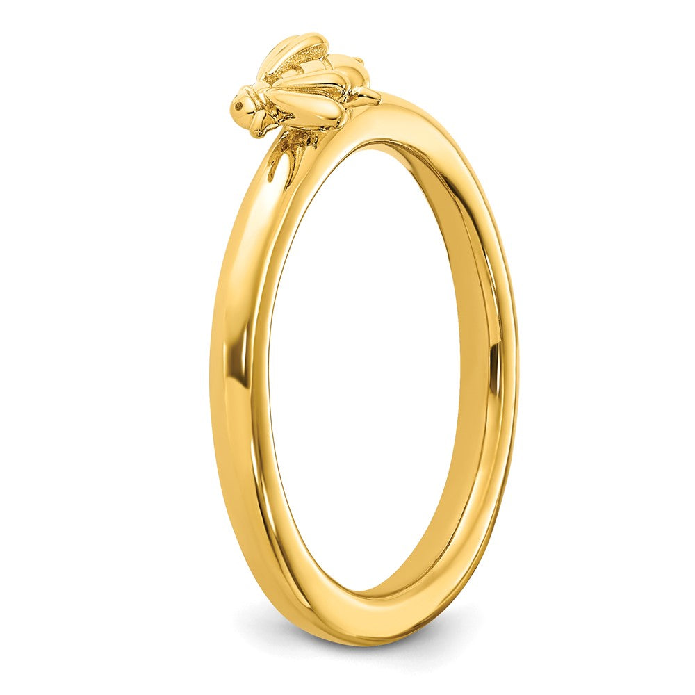 Sterling Silver Stackable Expressions Gold-plated Bee Ring Size -6