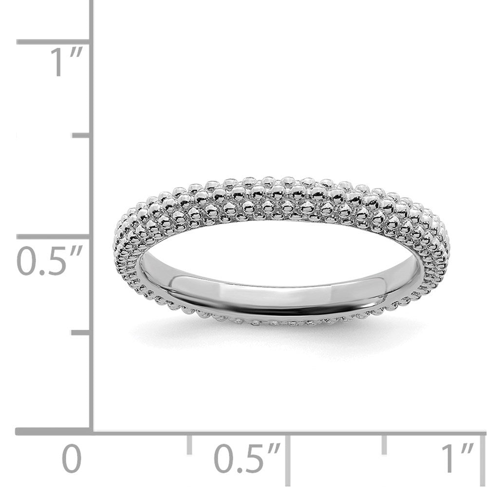 Sterling Silver Stackable Expressions Rhodium-plated Domed Ring Size -7