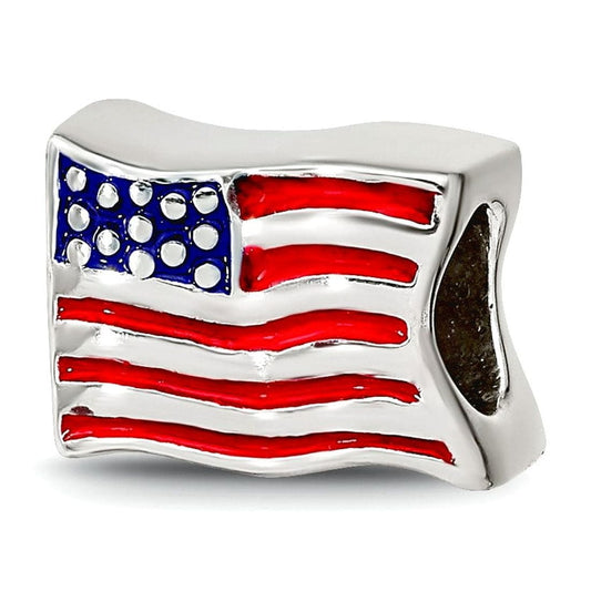 Sterling Silver Reflections Enameled USA Flag Bead
