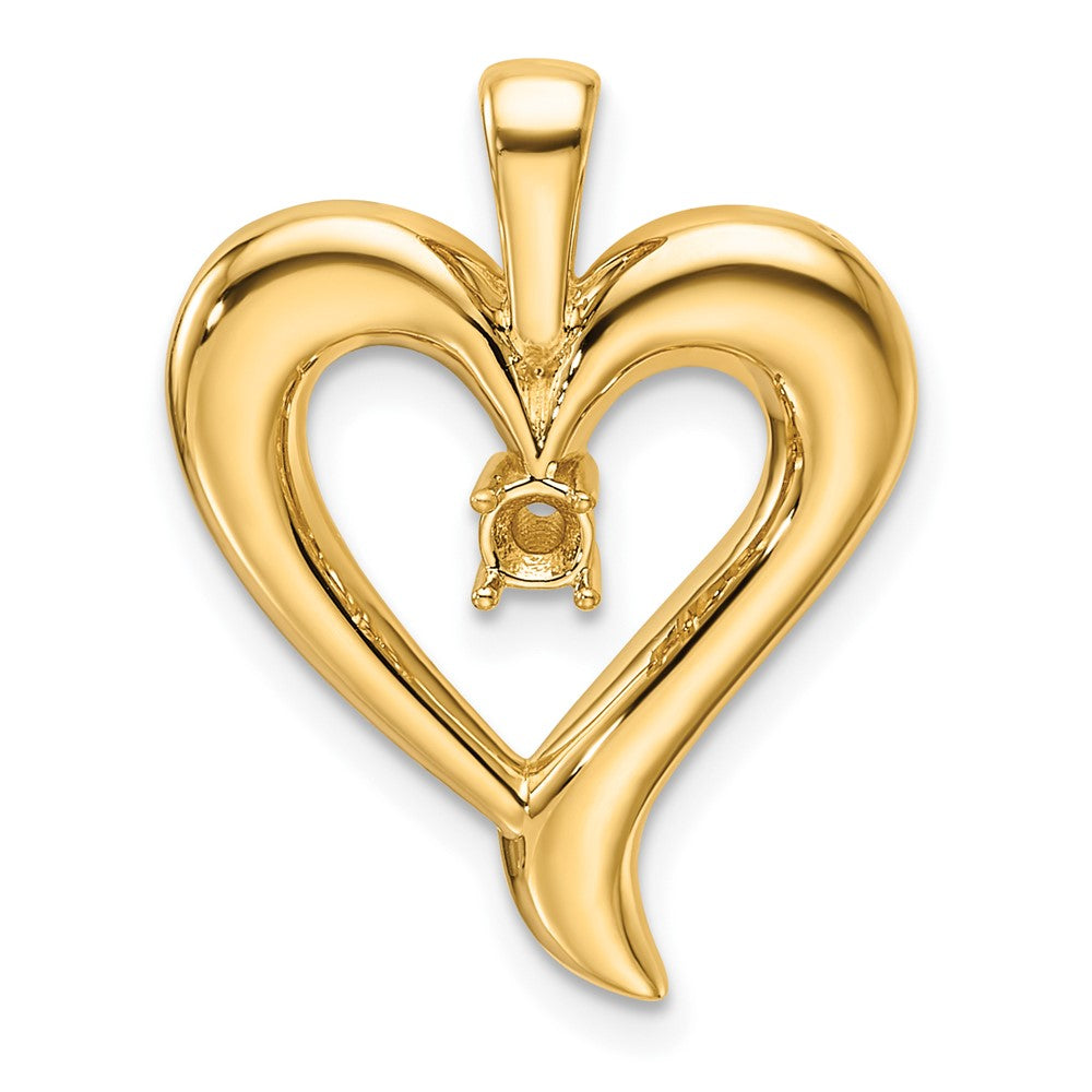 14k Holds 1-2.9mm Stone Heart Pendant Mounting