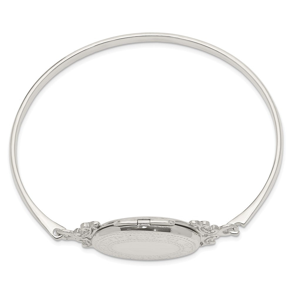 Sterling Silver 26mm Oval Locket Bangle 7 inches