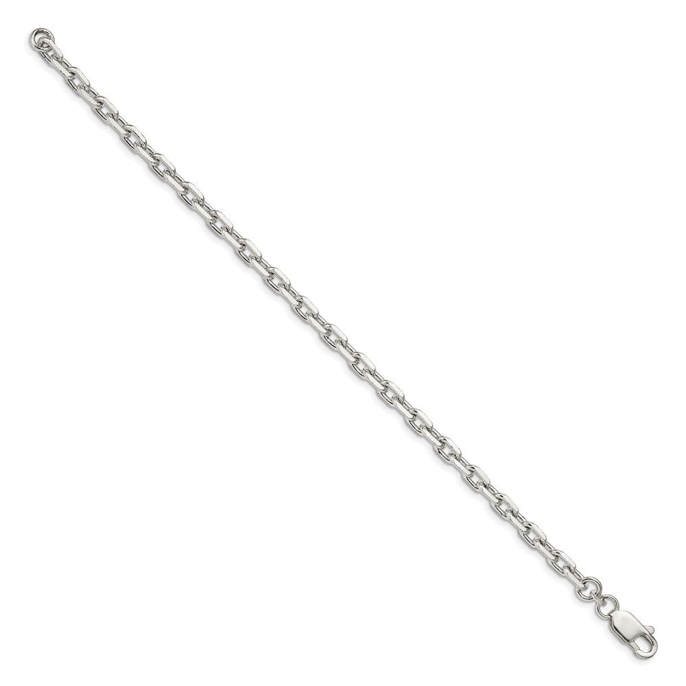 Sterling Silver 4.9mm Beveled Oval Cable Chain 7 inches