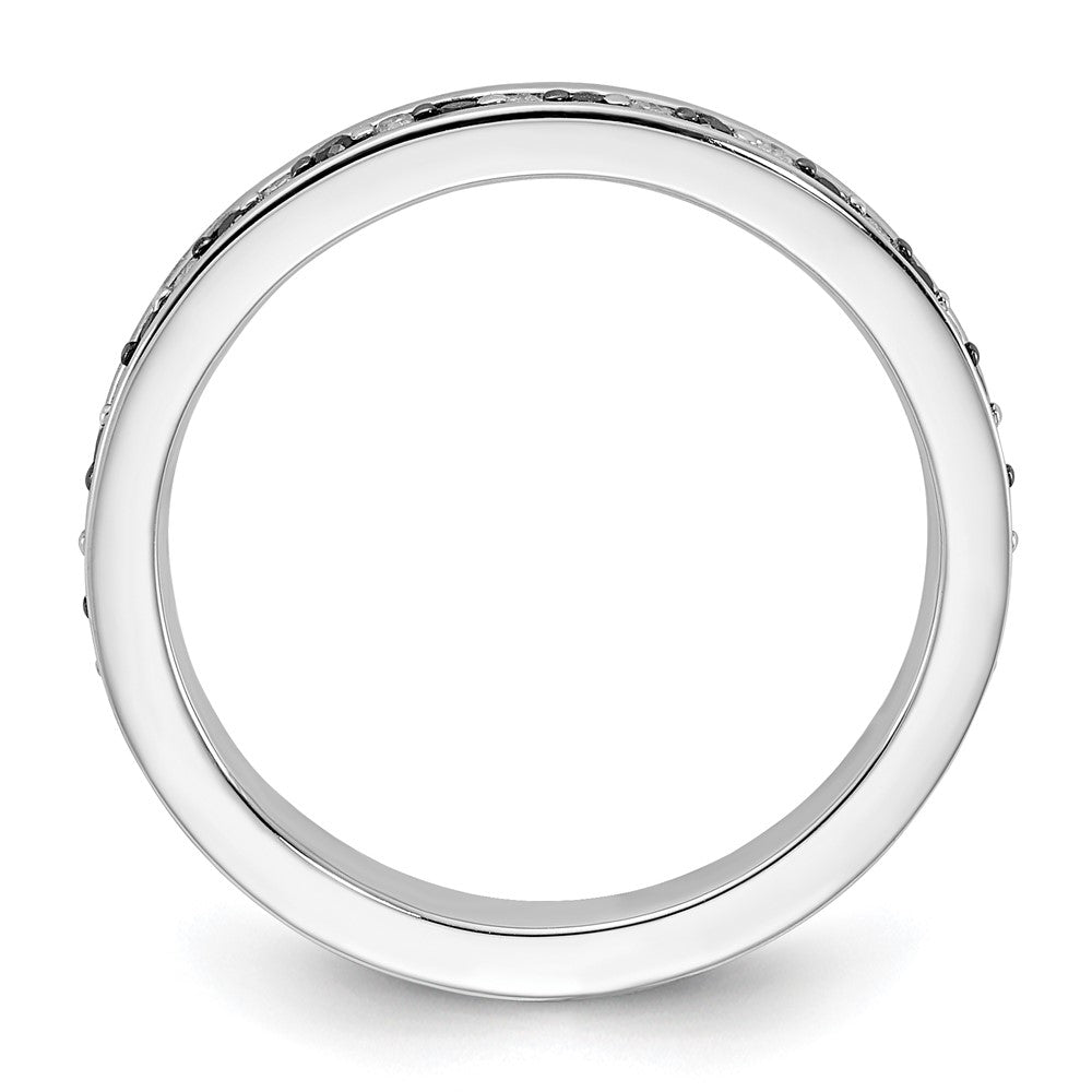 Sterling Silver Rhodium Plated Black & White Diamond Stackable Ring