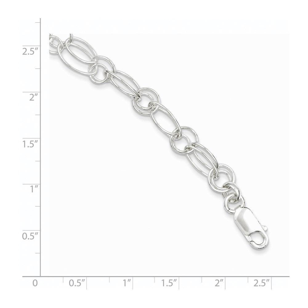 Sterling Silver Polished Oval Link Bracelet 7.5 inches