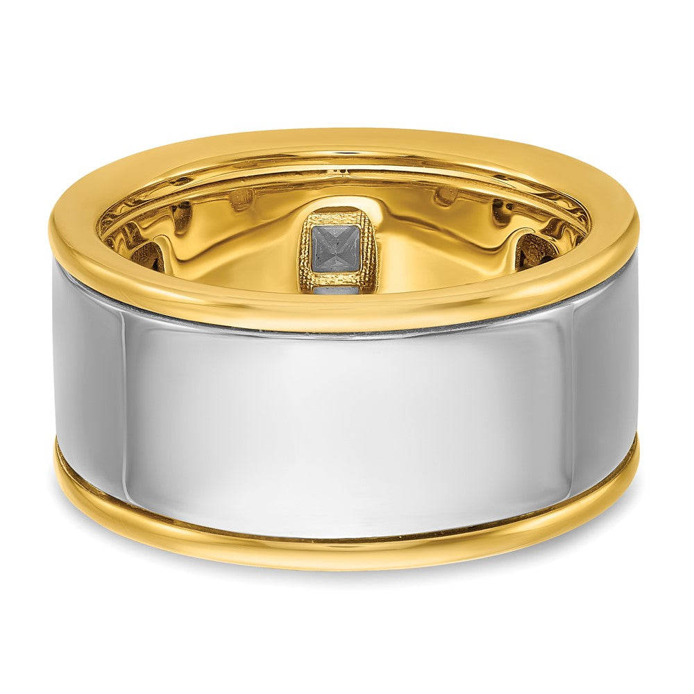 SS/GP IBGoodman Men's Black and White CZ Ring