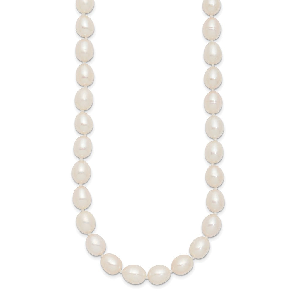Sterling Silver Rhodium-plated 7-8mm White Rice Freshwater Cultured Pearl18 inch Necklace 18 Inches