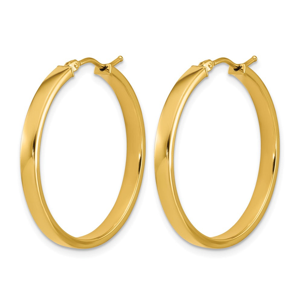 14K Gold Polished Square Tube Round Hoop Earrings