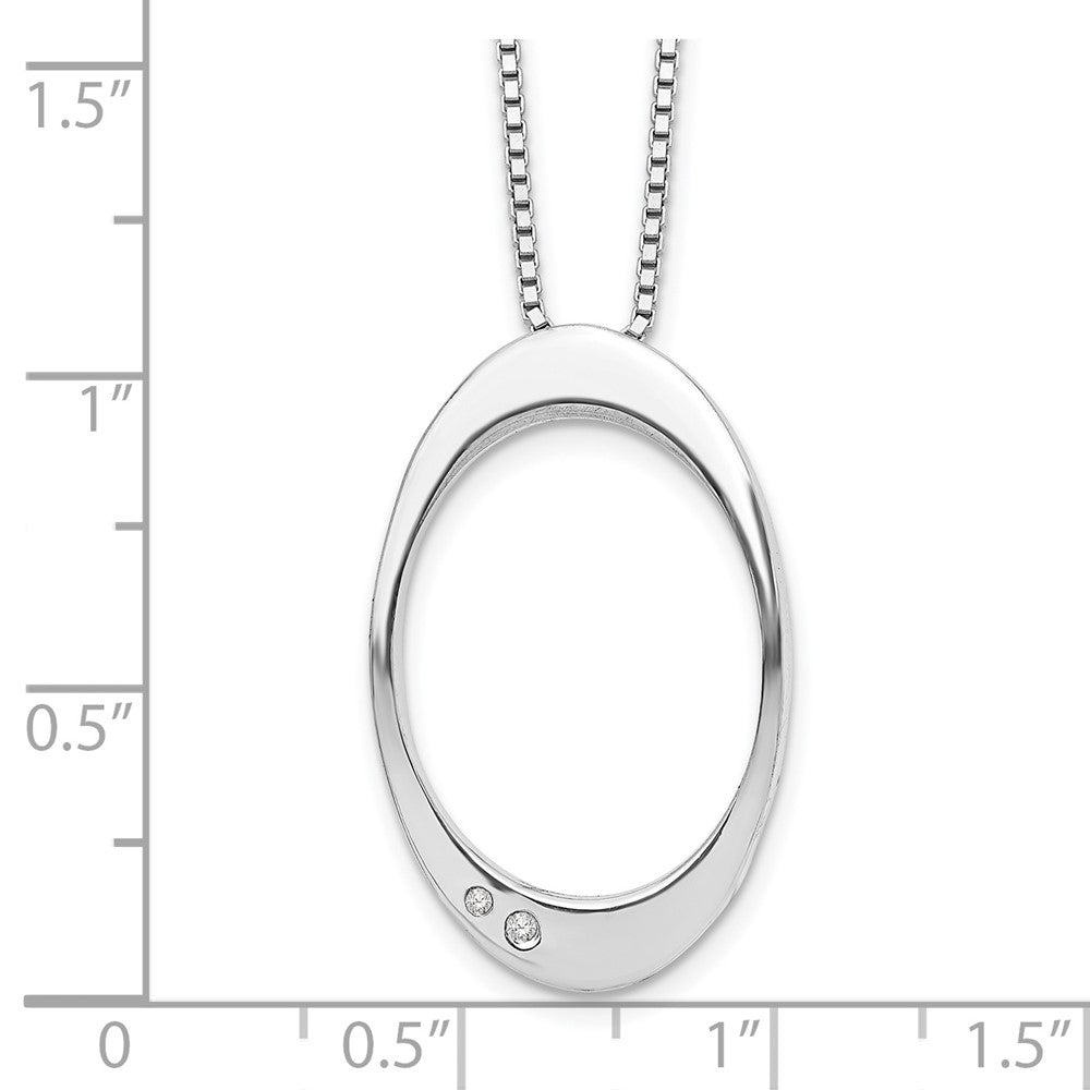 White Ice Sterling Silver Rhodium-plated 18 Inch Diamond Open Oval Necklace with 2 Inch Extender 18 Inches