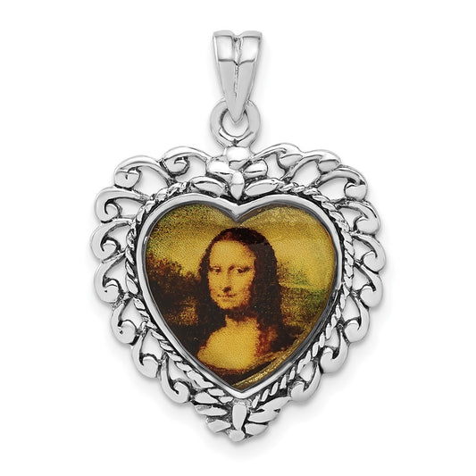 Sterling Silver Enameled Mona Lisa Pendant