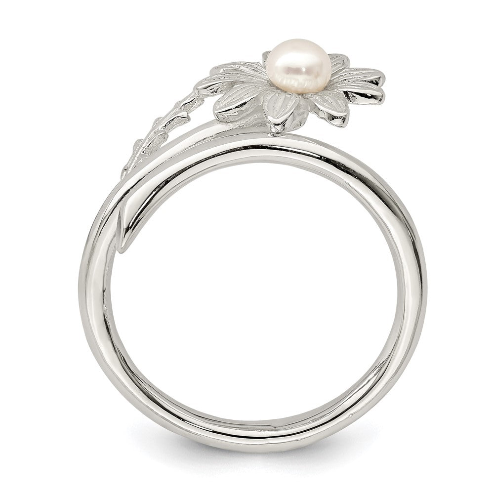 Sterling Silver Freshwater Cultured Pearl Flower Ring