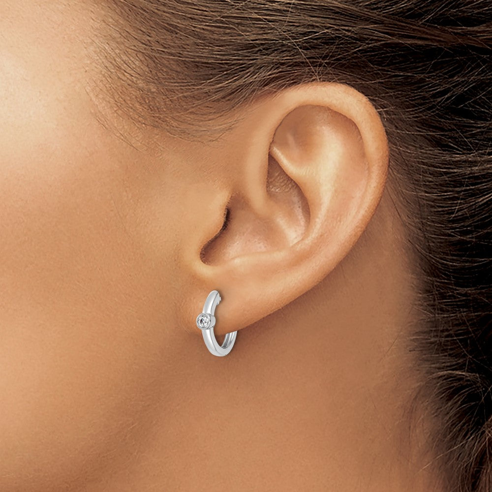 True Origin 14k White Gold 1/8 carat Lab Grown Diamond VS DEF Hinged Hoop Earrings